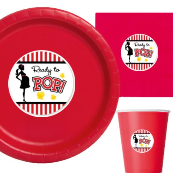 60pc “Ready to Pop” Paper Plate Set – Baby Shower & Gender Reveal Party Supplies - Picture 2 of 4